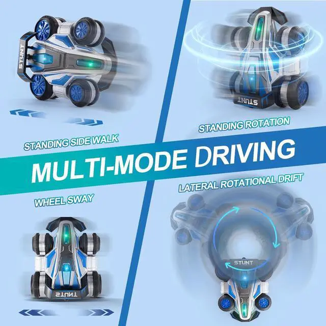 Alt view image 2 of 7 - Remote Control car, 2.4 GHz Stunt Car, Upright Walking RC Cars 360° Deformation Rotation, with Lights and Music RC car 4WD High Speed Off Road Toy Presents for 6 7 8 9 10 boy and Girl (Blue)