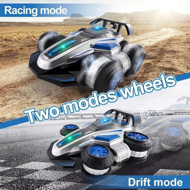 Alt view image 3 of 7 - Remote Control car, 2.4 GHz Stunt Car, Upright Walking RC Cars 360° Deformation Rotation, with Lights and Music RC car 4WD High Speed Off Road Toy Presents for 6 7 8 9 10 boy and Girl (Blue)