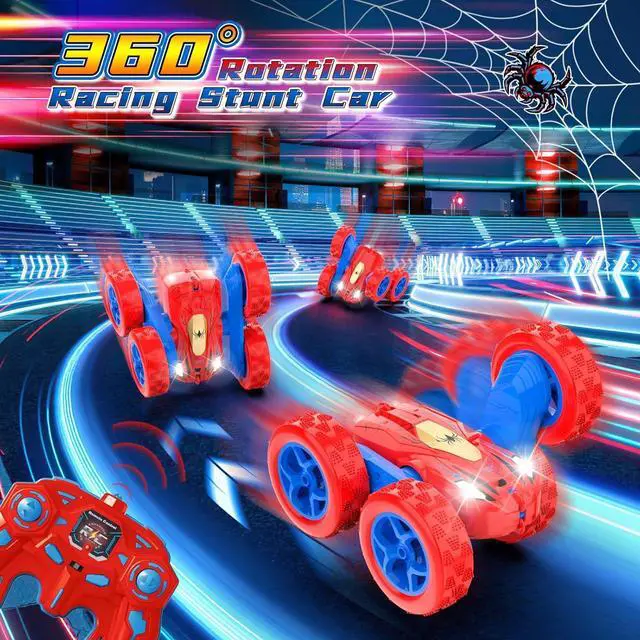 Alt view image 2 of 7 - Spider Remote Control Cars for 3 4 5 6 7 Year Old Boys Double Sided 4WD Off-Road, 360° Rotating RC Stunt Car 2.4GHz Rechargeable Toys for Ages 6-12 Boys and Girls Birthday Xmas Gift