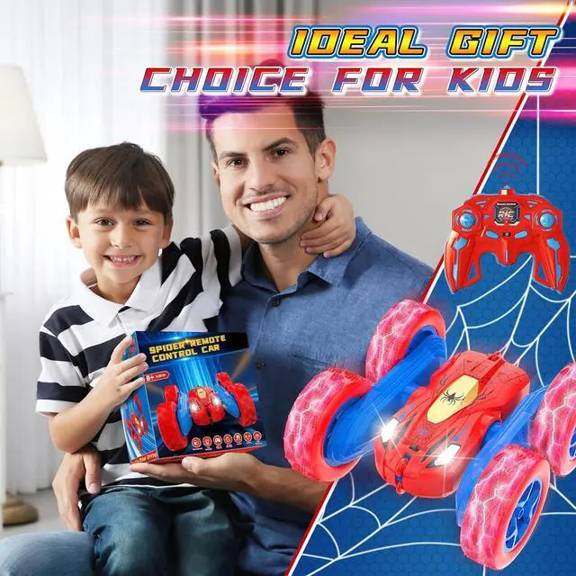 Alt view image 7 of 7 - Spider Remote Control Cars for 3 4 5 6 7 Year Old Boys Double Sided 4WD Off-Road, 360° Rotating RC Stunt Car 2.4GHz Rechargeable Toys for Ages 6-12 Boys and Girls Birthday Xmas Gift
