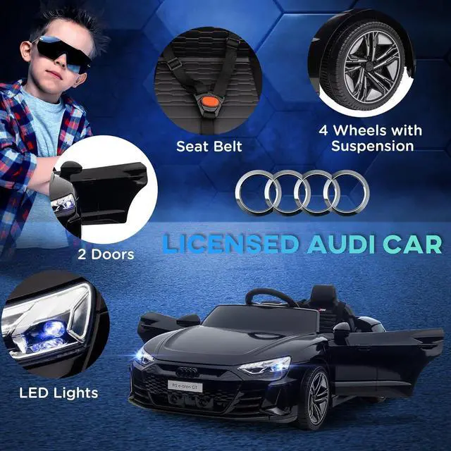 Alt view image 3 of 7 - Aosom Kids Ride on Car, 12V Licensed Audi RS E-tron GT 3.1 MPH Electric Car for Kids, Ride-on Toy for Boys and Girls with Remote Control, 4 Wheels with Suspension, Horn, Music, Lights, Black