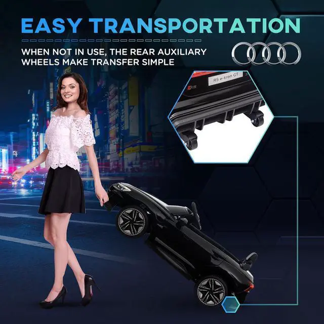 Alt view image 7 of 7 - Aosom Kids Ride on Car, 12V Licensed Audi RS E-tron GT 3.1 MPH Electric Car for Kids, Ride-on Toy for Boys and Girls with Remote Control, 4 Wheels with Suspension, Horn, Music, Lights, Black