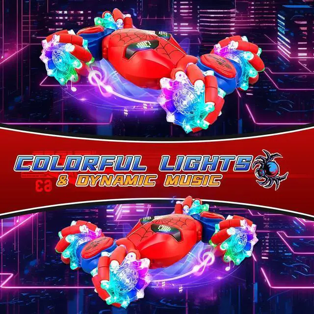 Alt view image 2 of 7 - S-pider Rc Gesture Sensing Stunt Car Toys for Boys 4-14 Years Old, Drift Hand Control Remote Control Cars with Light & Music, 360°Rotation Double Side Cars Birthday Gifts for Kids Age 5 6 7 8 9 10 11