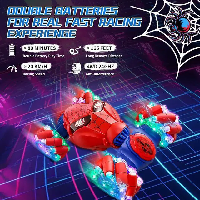 Alt view image 5 of 7 - S-pider Rc Gesture Sensing Stunt Car Toys for Boys 4-14 Years Old, Drift Hand Control Remote Control Cars with Light & Music, 360°Rotation Double Side Cars Birthday Gifts for Kids Age 5 6 7 8 9 10 11