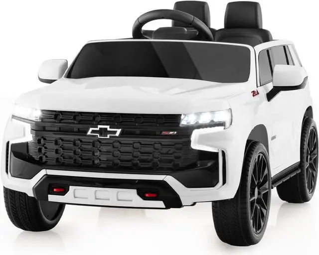 Main image of Costzon Ride on Car, 12V Licensed Chevrolet Tahoe Battery Powered Electric Vehicle w/ 2.4G Remote Control, High/Low Speed, Music, Lights, MP3/USB/FM, Spring Suspension, Electric SUV for Kids (White)