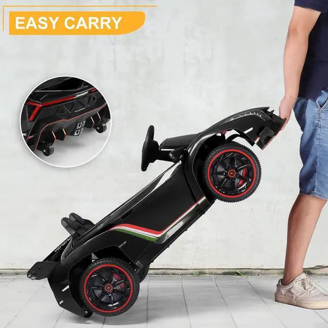 Alt view image 5 of 7 - Winado 12V Ride on Car, Electric Vehicle Licensed Lamborghini Veneno for Kids, Battery Powered Car Toy w/Parent Control, Hydraulic Doors, 3 Speeds, LED Headlights, Horn, Engine Sounds - Black