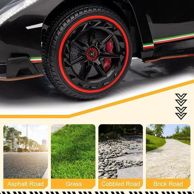 Alt view image 7 of 7 - Winado 12V Ride on Car, Electric Vehicle Licensed Lamborghini Veneno for Kids, Battery Powered Car Toy w/Parent Control, Hydraulic Doors, 3 Speeds, LED Headlights, Horn, Engine Sounds - Black