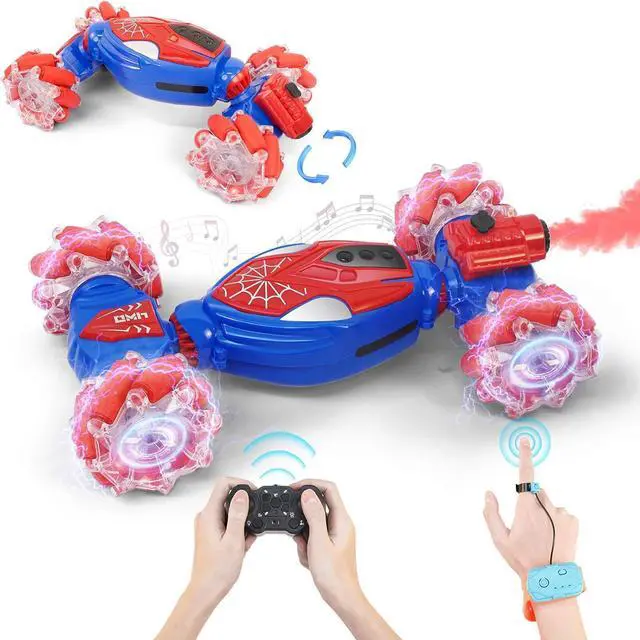 Main image of 4WD Remote Control Gesture Sensor Car, Gesture Sensing Rc Stunt Car with Light & Music & Spray,for 6-12 Year Boys & Girls,Double Sided Drift Truck Off Road 360° Flips,Birthday for Kids