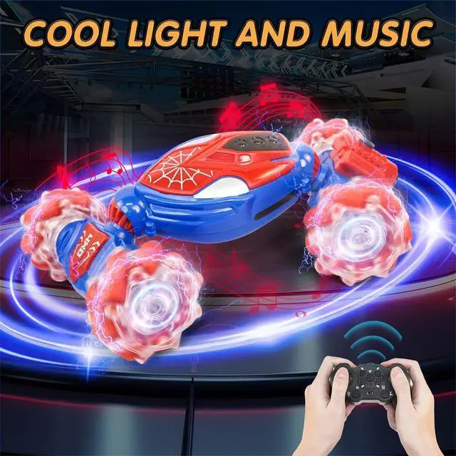 Alt view image 4 of 7 - 4WD Remote Control Gesture Sensor Car, Gesture Sensing Rc Stunt Car with Light & Music & Spray,for 6-12 Year Boys & Girls,Double Sided Drift Truck Off Road 360° Flips,Birthday for Kids