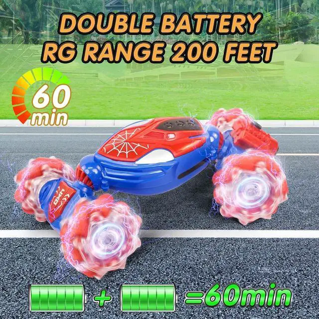 Alt view image 5 of 7 - 4WD Remote Control Gesture Sensor Car, Gesture Sensing Rc Stunt Car with Light & Music & Spray,for 6-12 Year Boys & Girls,Double Sided Drift Truck Off Road 360° Flips,Birthday for Kids