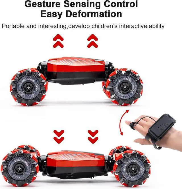 Alt view image 3 of 5 - Remote Control Car, Gesture Sensing RC Stunt Car, 4WD Transform Drive, Hand Controlled Cars, 2.4Ghz RC Cars, Double Sided Driving, Present for Boys and Girls Aged 6-12