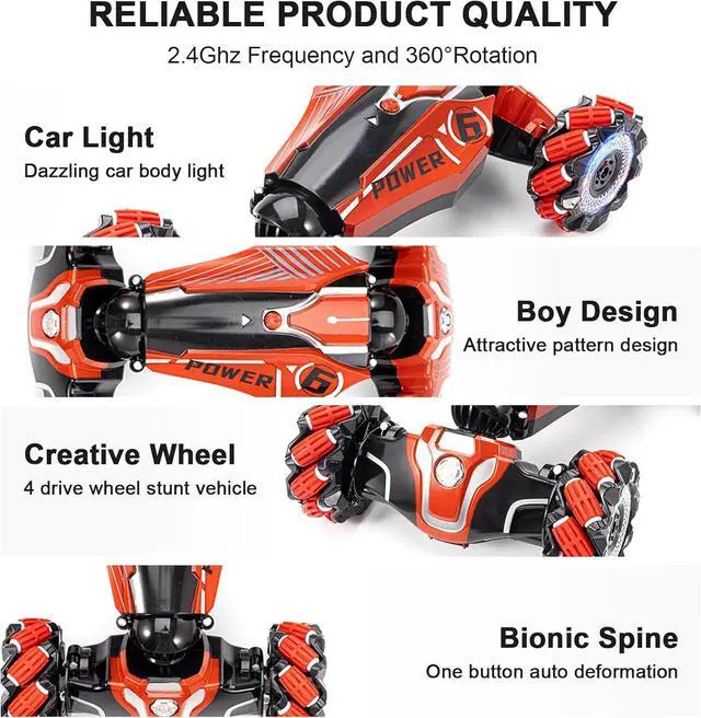 Alt view image 4 of 5 - Remote Control Car, Gesture Sensing RC Stunt Car, 4WD Transform Drive, Hand Controlled Cars, 2.4Ghz RC Cars, Double Sided Driving, Present for Boys and Girls Aged 6-12