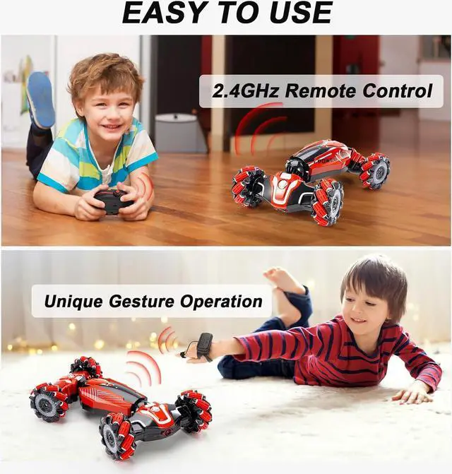 Alt view image 5 of 5 - Remote Control Car, Gesture Sensing RC Stunt Car, 4WD Transform Drive, Hand Controlled Cars, 2.4Ghz RC Cars, Double Sided Driving, Present for Boys and Girls Aged 6-12