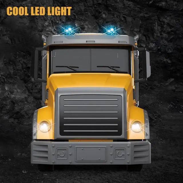 Alt view image 3 of 7 - Remote Control Crane Truck Toy, RC Crane Truck 7 Channel 1:24 Construction Vehicles Toyswith One-Touch Lift Sounds & Lights, Two Rechargeable Batteries, Kids Cranes Toy for Boy Gift