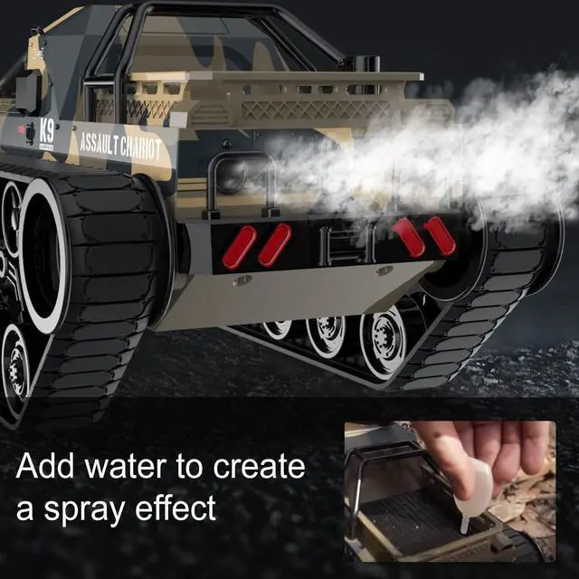 Alt view image 3 of 7 - RACENT RC Crawler 1:12 Scale 2.4Ghz Remote Control Tank 4WD 360°Rotating Drifting Car Off-Road All Terrain RC Truck with 2 Batteries Toy Gifts