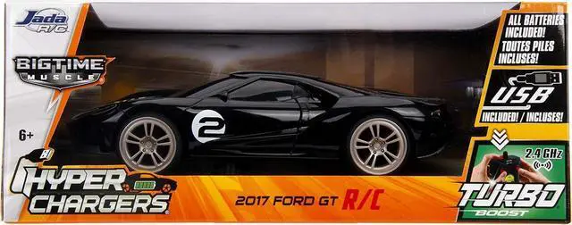 Alt view image 5 of 5 - Jada Toys Bigtime Muscle 1:16 2017 Ford GT RC Remote Control Car 2.4 GHz Black/White Stripes, Toys for Kids and Adults, Glossy Black W/Stripes (30721)