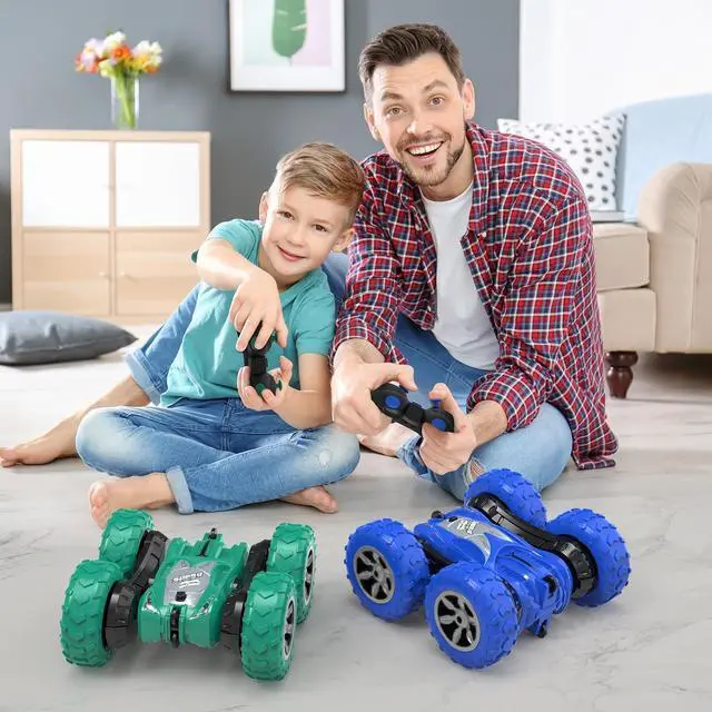 Alt view image 6 of 7 - Remote Control Car, RC Stunt Double Sided 360° Rolling Rotating Rotation Cars, High Speed Off Road Racing Truck for 6 7 8-12 Year Old Boy Kids Toy (Blue)