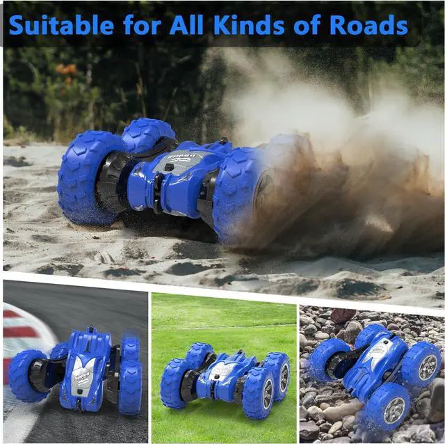 Alt view image 5 of 7 - Remote Control Car, RC Stunt Double Sided 360° Rolling Rotating Rotation Cars, High Speed Off Road Racing Truck for 6 7 8-12 Year Old Boy Kids Toy (Blue)