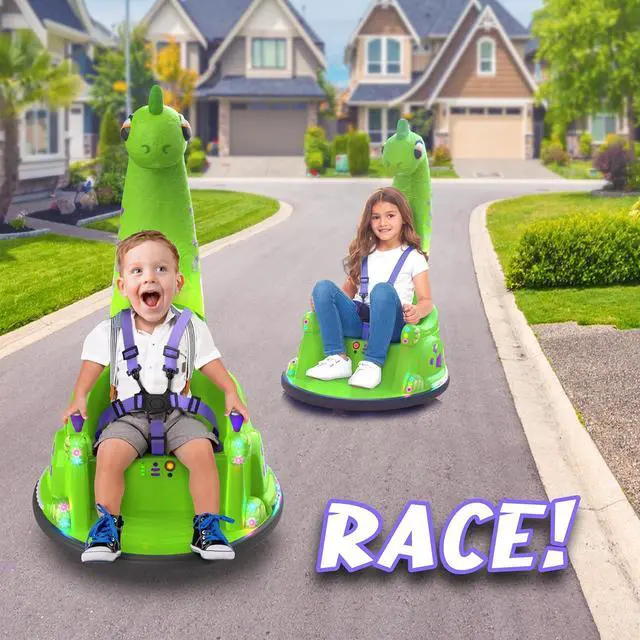 Alt view image 2 of 6 - Bumper Car for Kids, 12V Electric Ride on Toy with Remote Control, LED Lights & Music for Toddlers 1-3, Birthday Gift Ages 1 2 3 4 5 Years Old Boys & Girl, Baby & Children 3-6, Kids Dinosaur Toys