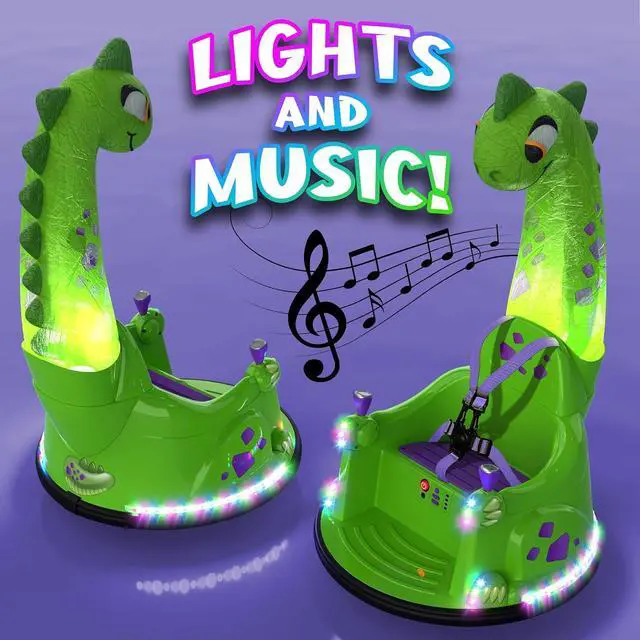 Alt view image 5 of 6 - Bumper Car for Kids, 12V Electric Ride on Toy with Remote Control, LED Lights & Music for Toddlers 1-3, Birthday Gift Ages 1 2 3 4 5 Years Old Boys & Girl, Baby & Children 3-6, Kids Dinosaur Toys