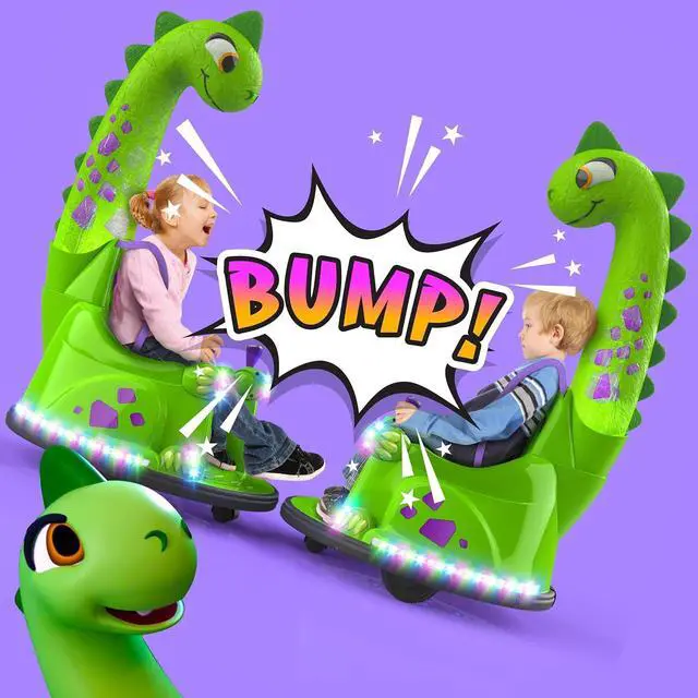 Alt view image 3 of 6 - Bumper Car for Kids, 12V Electric Ride on Toy with Remote Control, LED Lights & Music for Toddlers 1-3, Birthday Gift Ages 1 2 3 4 5 Years Old Boys & Girl, Baby & Children 3-6, Kids Dinosaur Toys