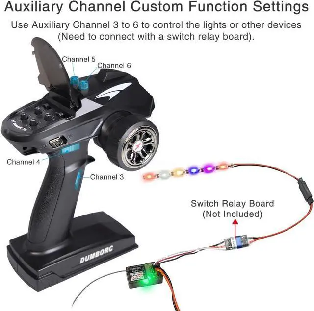 Alt view image 6 of 7 - DUMBORC X6 2.4GHz 6CH RC Radio Transmitter and Receiver X6FG(Built-in Gyro) with Fail-Safe & Low Voltage Alarm Function for Rc Vehicle Car Boat Tank Model Parts Remote Controller