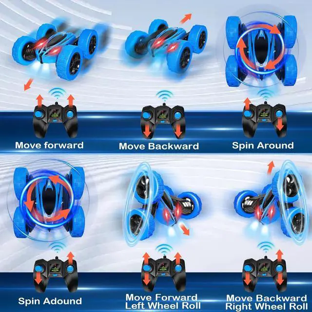 Alt view image 4 of 7 - FREE TO FLY Remote Control Car Boys Toys: 360 Flip Rc Cars 2.4Ghz Double-Sided Rotating Stunt Car 6 7 8 9 10 11 12 Year Old Kids Girls Outdoor Indoor