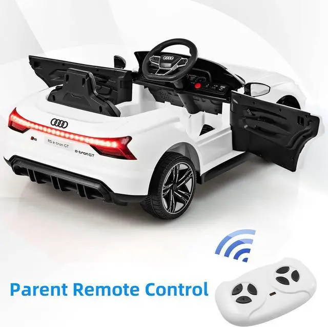 Alt view image 4 of 7 - INFANS 12V Kids Ride On Car, Licensed Audi RS e-tron GT Electric Vehicle with Remote Control, Toddlers Battery Powered Toy with 4 Wheels Suspension, LED Headlight, Music, MP3, USB, TF Port (White)