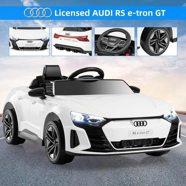 Alt view image 3 of 7 - INFANS 12V Kids Ride On Car, Licensed Audi RS e-tron GT Electric Vehicle with Remote Control, Toddlers Battery Powered Toy with 4 Wheels Suspension, LED Headlight, Music, MP3, USB, TF Port (White)