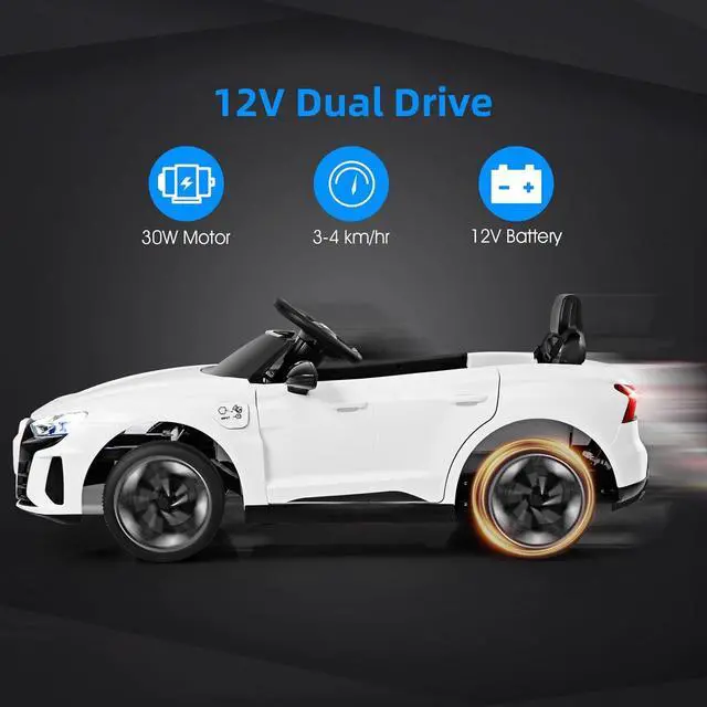 Alt view image 5 of 7 - INFANS 12V Kids Ride On Car, Licensed Audi RS e-tron GT Electric Vehicle with Remote Control, Toddlers Battery Powered Toy with 4 Wheels Suspension, LED Headlight, Music, MP3, USB, TF Port (White)