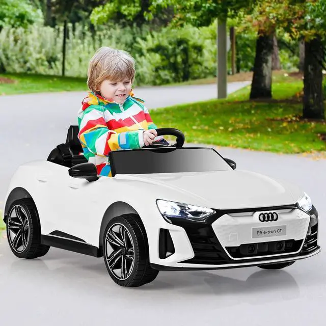 Alt view image 2 of 7 - INFANS 12V Kids Ride On Car, Licensed Audi RS e-tron GT Electric Vehicle with Remote Control, Toddlers Battery Powered Toy with 4 Wheels Suspension, LED Headlight, Music, MP3, USB, TF Port (White)