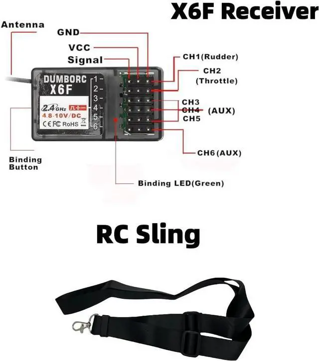 Alt view image 5 of 5 - X4 RC Transmitter and Receiver X6F, 4 Channel Radio Remote Controller for RC Cars Boats Tanks Crawler Truck Driving