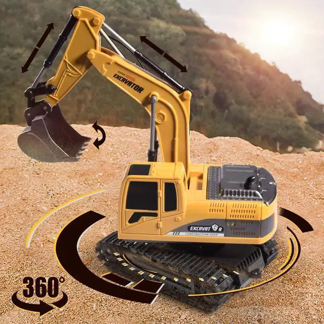 Alt view image 3 of 6 - Construction Excavator Toy - Kids Toy Engineering Digger Truck, Remote Control Rechargable Hydraulic Car for 3 4 6 7 8 Year Old Boys Girls, Educational Toys for Kids & Children