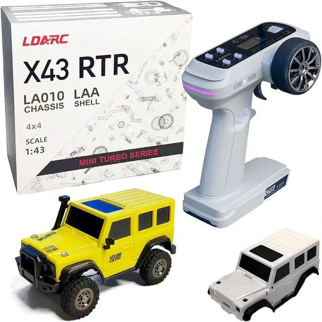 Main image of LDARC 1:43 Scale Mini RC Crawler RTR RC Rock Truck 4x4 2.4GHZ Hobby Grade Remote Control Car Model Vehicle RC Buggy, Comes with a DIY Replaceable Body Shell(Lemon Yellow)