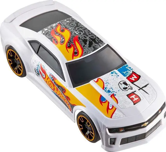 Alt view image 2 of 5 - Hot Wheels Toy Car RC, Remote-Control with Full-Function, White ZL1 Camaro, Team, High-Performance Engine, 2.4 GHz with Range of 65 feet