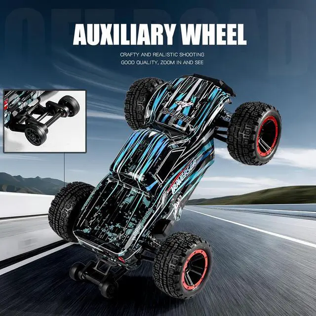 Alt view image 3 of 5 - Double Delight Remote Control Car, 1:14 Scale RC Truck 38+ KM/H Speed, 2.4G All-Terrain Off-Road Truck Toy Gifts for Boys and Adults with 2 Rechargeable Batteries Provide 40+ Min Playtime (Blue)