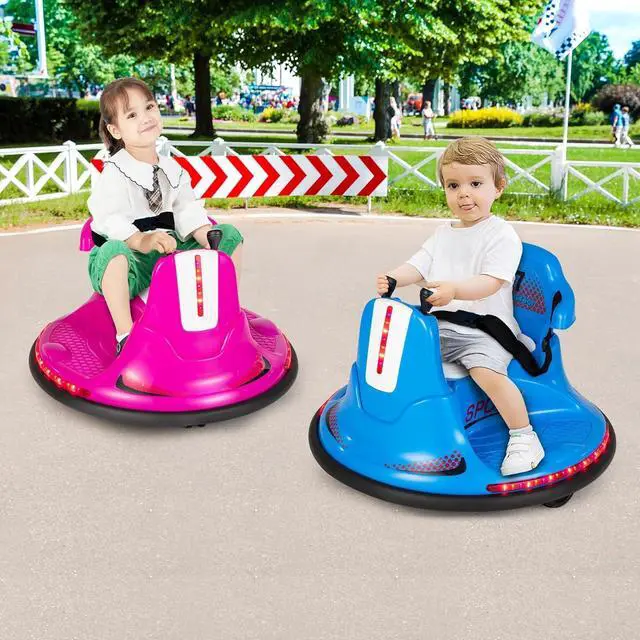 Alt view image 2 of 7 - HONEY JOY 12V Bumper Car for Toddlers 1-3, Baby Ride on Bumper Car w/Dual Joysticks, Flashing LED Light & 360 Degree Spin, Electric Vehicle for Kids, Ride on Car w/Remote Control, Gift for Boys Girls