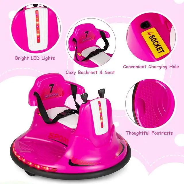 Alt view image 7 of 7 - HONEY JOY 12V Bumper Car for Toddlers 1-3, Baby Ride on Bumper Car w/Dual Joysticks, Flashing LED Light & 360 Degree Spin, Electric Vehicle for Kids, Ride on Car w/Remote Control, Gift for Boys Girls
