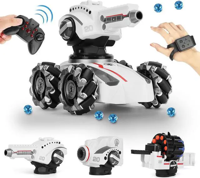 Main image of CXJ 3 Head RC Car,Rc Tank Car Shooting Water Bullets Remote Control Car, Kids 4WD Battle Stunt Car, Blow Bubble, Shoot Foam Darts, 360°Rotating, LEDs, Music, Toy Gifts for 6-15 Years Old Boys Girls