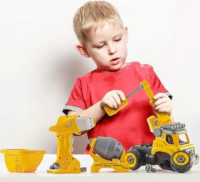 Alt view image 7 of 7 - Top Race 3-in-1 Construction Vehicle - Easy Assembly Take Apart Construction Truck with Remote Control - Trucks and Kids Building Toy