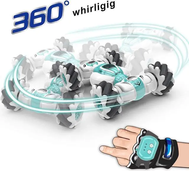Alt view image 3 of 7 - GoolRC RC Stunt Car, 2.4GHz 4WD Remote Control Car, Watch Gesture Sensor Car, Deformable All-Terrain Off Road Car with 360° Flips and Double Sided Rotating, Electric Toy Car for Boys and Girls (Blue)