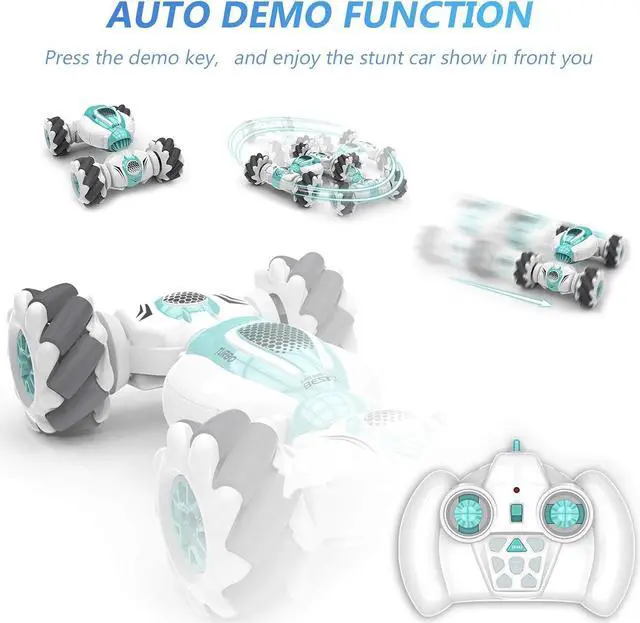 Alt view image 6 of 7 - GoolRC RC Stunt Car, 2.4GHz 4WD Remote Control Car, Watch Gesture Sensor Car, Deformable All-Terrain Off Road Car with 360° Flips and Double Sided Rotating, Electric Toy Car for Boys and Girls (Blue)