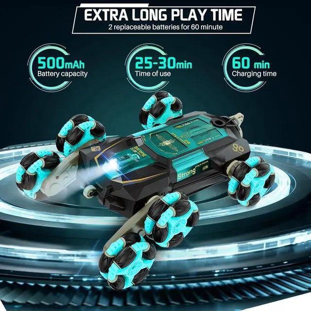 Alt view image 4 of 7 - Gesture Sensing RC Stunt Car with Light & Music, Toys Gifts for 8 9 10 11 12 Year Old Boys Girls Kids, Hand Controlled Remote Control Car 360° Spins All Terrains Vehicle Monster Xmas Birthday Gifts