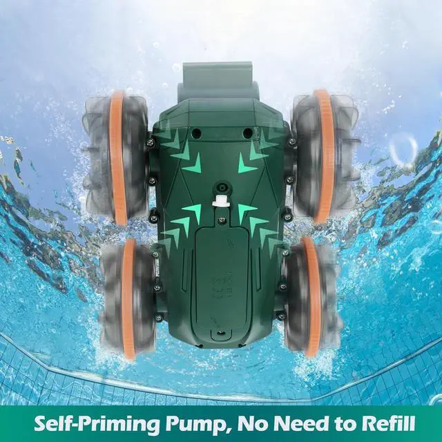 Alt view image 4 of 7 - Toys for Kids 6-12 Remote Control Car Boat Gifts for Boys 5-7 8 9 10 11 Year Old Amphibious RC Gesture Stunt Water Squirt Tank with Lights & Self-Dispensing Cool Outdoor Summer Beach Pool Toy