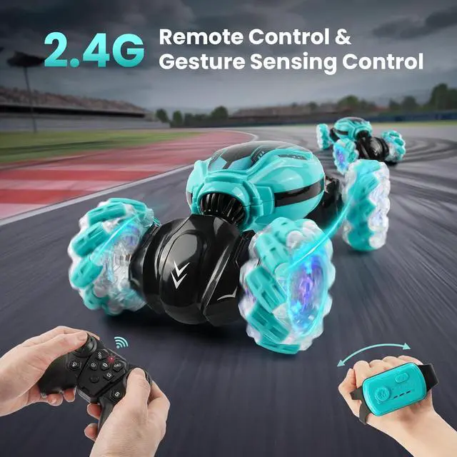 Alt view image 3 of 7 - Gesture Sensing Stunt RC Car - Remote Control Gesture Sensor Toy Cars for 7 8 9 10 11 12 Year Boys 2.4GHz 4WD - Double Sided Rotating Off Road Vehicle Kids Birthday