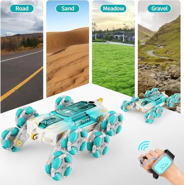 Alt view image 5 of 6 - 8WD Gesture Sensing RC Stunt Cars - Gifts for Boys Girls 8-12 Year Old 8 wheels Remote Control Transform 2.4Ghz Hand Controlled Drift Car Birthday Toys Gifts Ideas for Kids Age 8 9 10 11 12+ yr
