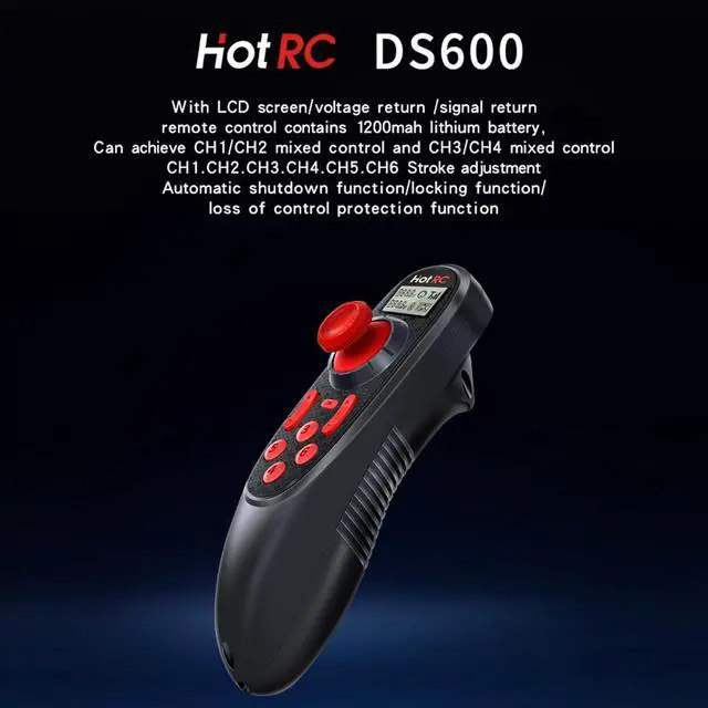 Alt view image 2 of 6 - HOTRC DS-600 6CH 2.4GHz RC Transmitter and Receiver Remote Controller with DS 600 PWM 6 Channel Receiver for RC Boat (w/PWM RX)