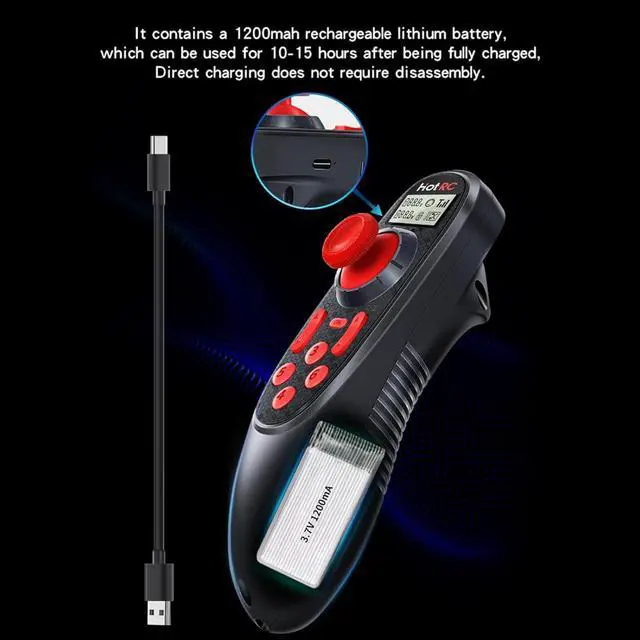 Alt view image 4 of 6 - HOTRC DS-600 6CH 2.4GHz RC Transmitter and Receiver Remote Controller with DS 600 PWM 6 Channel Receiver for RC Boat (w/PWM RX)