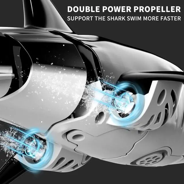 Alt view image 3 of 6 - Bennol 2.4Ghz Remote Control Shark Toys for Boys Kids, 1:18 Scale High Simulation Shark for Pool, Electric RC Shark Fish Toys with Light & Spray Water Function for 4 5 6 7 8 9 Year olds Kid Boys Girls