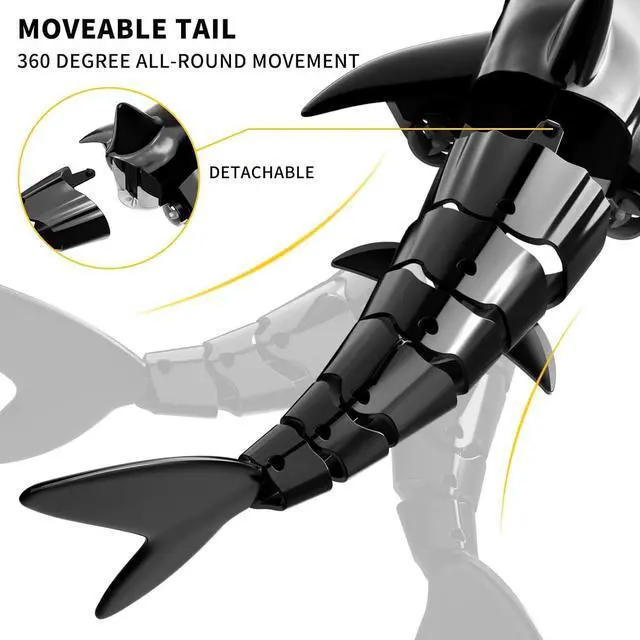 Alt view image 4 of 6 - Bennol 2.4Ghz Remote Control Shark Toys for Boys Kids, 1:18 Scale High Simulation Shark for Pool, Electric RC Shark Fish Toys with Light & Spray Water Function for 4 5 6 7 8 9 Year olds Kid Boys Girls